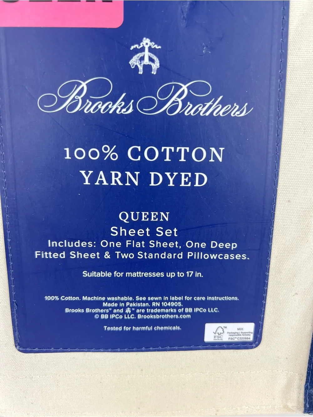 Brooks Brothers Queen Sheet Set Sage Green White Plaid 100% Cotton 4 Pc NEW